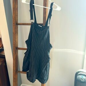 Grey Striped Overall Dress